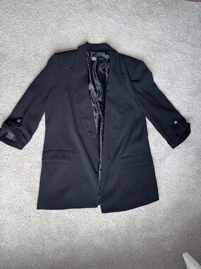 Zara Scrunch Sleeve Long Blazer - L